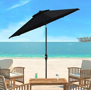 safavieh pat8001d outdoor collection ortega black uv resistant 9 ft auto tilt crank umbrella