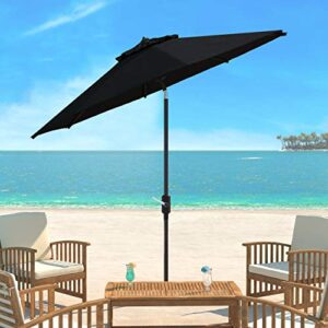 Safavieh PAT8001D Outdoor Collection Ortega Black Uv Resistant 9 Ft Auto Tilt Crank Umbrella