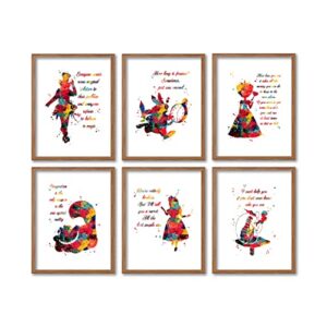 alice in wonderland quote watercolor kid's room decoration mad hatter wall art cashire cat print white rabbit picture alice gift caterpillar wall decor queen of hearts painting 8x10 unframed print set