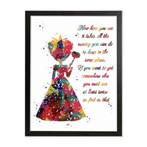 Framed Alice in Wonderland Quote Watercolor Art Print Queen Heart Lewis Carrol Party Inspirational Wall Home Office Teen Kid's Room Playroom Nursery Decor Poster Best Friend Gift Picture