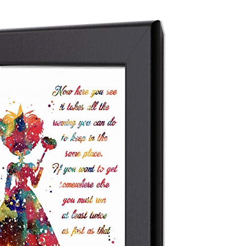 Framed Alice in Wonderland Quote Watercolor Art Print Queen Heart Lewis Carrol Party Inspirational Wall Home Office Teen Kid's Room Playroom Nursery Decor Poster Best Friend Gift Picture