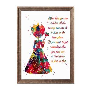 Framed Alice in Wonderland Quote Watercolor Art Print Queen Heart Lewis Carrol Party Inspirational Wall Home Office Teen Kid's Room Playroom Nursery Decor Poster Best Friend Gift Picture