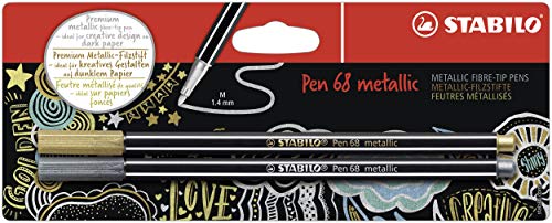 STABILO Metallic Premium Felt Tip Pen - 68 Metallic - Gold/Silver