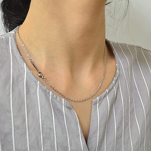 2MM Stainless steel chain necklace, Thin cable chain necklace for women men, Silver chains for necklace alone or pendant addition, 16-30 inch Available (22 inch)