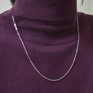 2MM Stainless steel chain necklace, Thin cable chain necklace for women men, Silver chains for necklace alone or pendant addition, 16-30 inch Available (22 inch)