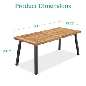 Best Choice Products 6-Person Indoor Outdoor Acacia Wood Dining Table, Picnic Table w/Powder-Coated Steel, 350 Pound Capacity Legs - Natural