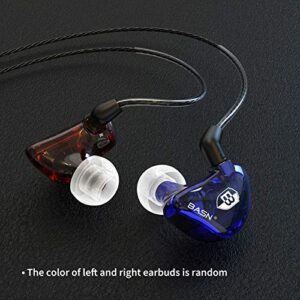 BASN in-Ear Monitor Headphones Dual Dynamic Drivers in Ear Earphones Detachable MMCX Cable Musicians in Ear Earbuds (MC100 Red/Blue, with Mic)