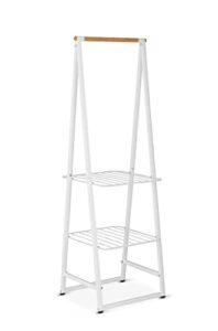 brabantia - linn clothes rack - multi-functional - space saver - adjustable shelves - wardrobe hanging - drying rack - freestanding - stable - white - small