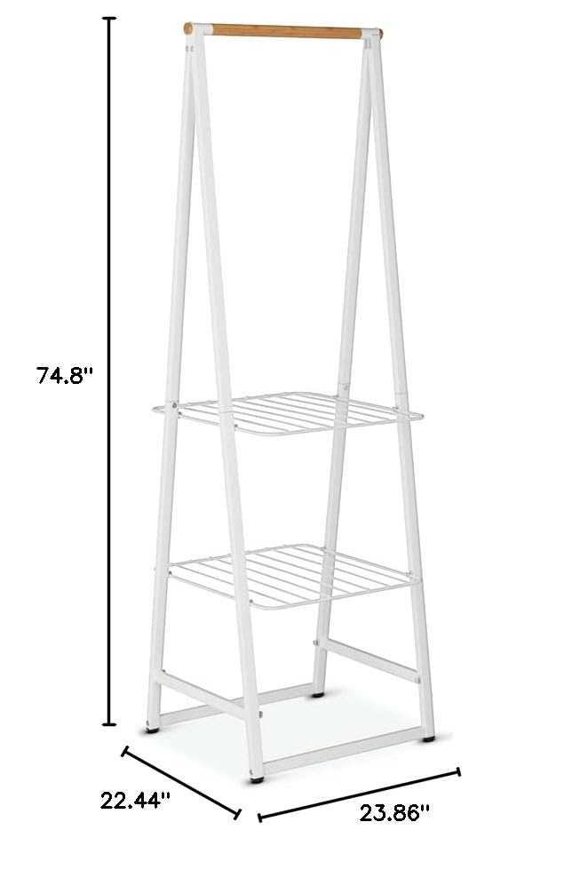 Brabantia - Linn Clothes Rack - Multi-Functional - Space Saver - Adjustable Shelves - Wardrobe Hanging - Drying Rack - Freestanding - Stable - White - Small