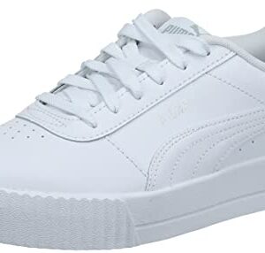 PUMA Women's Carina Sneaker, White White Silver, 9 M US