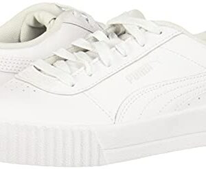 PUMA Women's Carina Sneaker, White White Silver, 9 M US