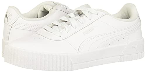 PUMA Women's Carina Sneaker, White White Silver, 9 M US