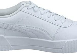 PUMA Women's Carina Sneaker, White White Silver, 9 M US