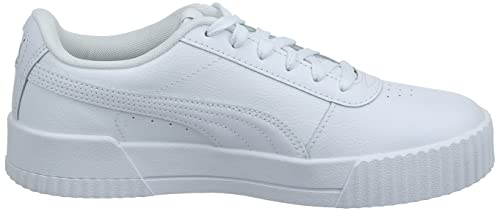 PUMA Women's Carina Sneaker, White White Silver, 9 M US