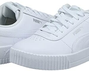 PUMA Women's Carina Sneaker, White White Silver, 9 M US