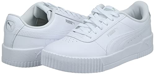 PUMA Women's Carina Sneaker, White White Silver, 9 M US