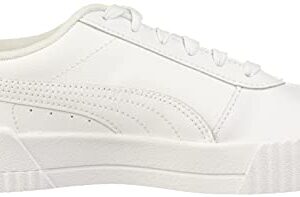 PUMA Women's Carina Sneaker, White White Silver, 9 M US