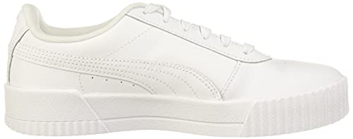 PUMA Women's Carina Sneaker, White White Silver, 9 M US