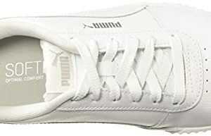 PUMA Women's Carina Sneaker, White White Silver, 9 M US