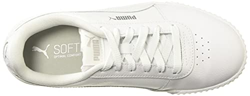 PUMA Women's Carina Sneaker, White White Silver, 9 M US