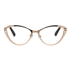 PASTL Womens Reading Glasses Magnified Readers Cateye Spring Hinge Rose Gold +2.25