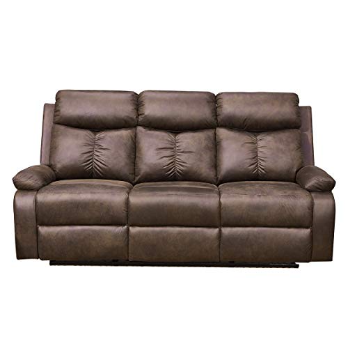 Betsy Furniture Microfiber Fabric Recliner Sofa Set Living Room Set in Brown 8065 (Sofa)