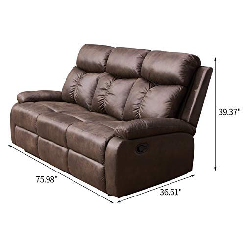 Betsy Furniture Microfiber Fabric Recliner Sofa Set Living Room Set in Brown 8065 (Sofa)