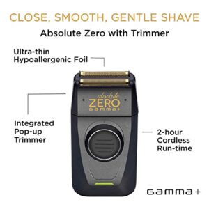 GAMMA+ Absolute Zero Men's Cordless Foil Shaver with Built-in Retractable Trimmer