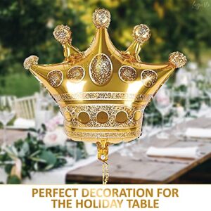 3 Pcs Crown Balloons Gold Foil - Crown Shape Balloons Halloween Decoration Foil Christmas Balloons - Gold Anniversary Balloons Princess Birthday Decorations Happy Birthday Balloon Royal Party Supplies