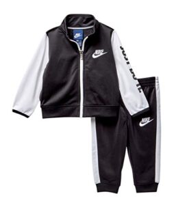 nike baby boy's 2-piece tricot warm-up jacket & pants (black/white/black, 24 months)
