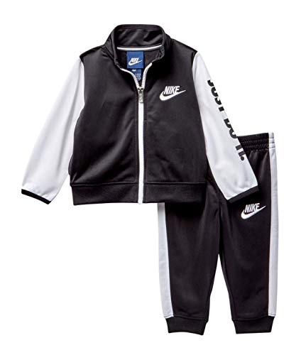 NIKE Baby Boy's 2-Piece Tricot Warm-Up Jacket & Pants (Black/White/Black, 24 Months)