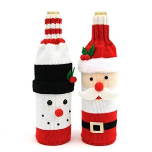 neilden cute christmas sweater wine bottle cover, handmade wine bottle sweater for christmas decorations cute christmas sweater party decorations 2pcs