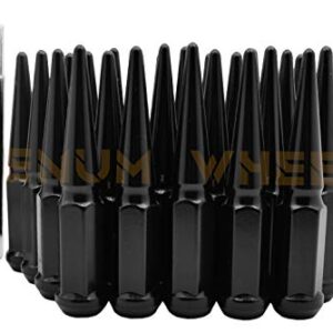 Venum wheel accessories 20 Pc +1 Key - Black Solid Spike Lug Nuts | 1/2"-20 Thread | 4.5" Tall | Works with Chevrolet GMC C10 K10 1/2 Ton Trucks K5 Blazer Jimmy - Aftermarket Wheels