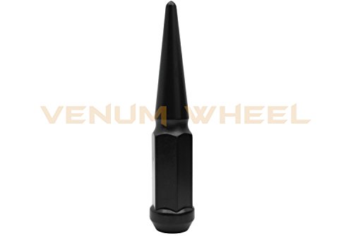 Venum wheel accessories 20 Pc +1 Key - Black Solid Spike Lug Nuts | 1/2"-20 Thread | 4.5" Tall | Works with Chevrolet GMC C10 K10 1/2 Ton Trucks K5 Blazer Jimmy - Aftermarket Wheels