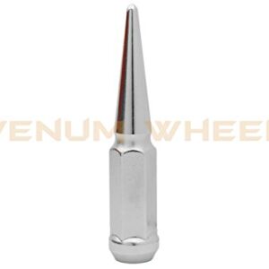 Venum wheel accessories 20 Pc Chrome Spike Lug Nuts | 1/2"-20 Thread | 4.5" Tall + Key Socket | Works with Chevrolet GMC C10 K10 1/2 Ton Trucks K5 Blazer Jimmy - Aftermarket Wheels