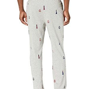 Nautica Men's Soft Woven 100% Cotton Elastic Waistband Sleep Pajama Pant, Grey Heather, Large