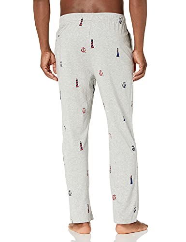 Nautica Men's Soft Woven 100% Cotton Elastic Waistband Sleep Pajama Pant, Grey Heather, Large