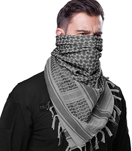 FREE SOLDIER Scarf Military Shemagh Tactical Desert Keffiyeh Head Neck Scarf Arab Wrap with Tassel 43x43 inches (Gray)