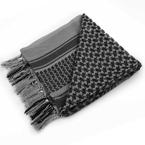 FREE SOLDIER Scarf Military Shemagh Tactical Desert Keffiyeh Head Neck Scarf Arab Wrap with Tassel 43x43 inches (Gray)