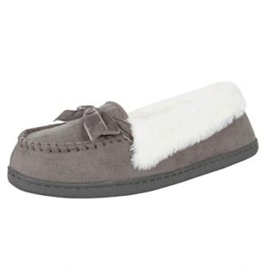 jessica simpson womens micro suede moccasin indoor outdoor slipper shoe,grey,medium