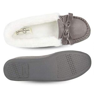 Jessica Simpson Womens Micro Suede Moccasin Indoor Outdoor Slipper Shoe,Grey,Medium