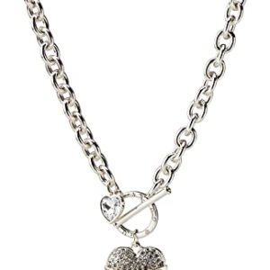 GUESS Women's Toggle Logo Charm Necklace, Silver, One Size