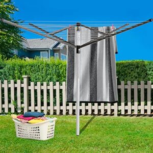 Bizvalue Clothesline Outdoor Rotary Dryer, 4 Arms Foldable Heavy Duty Height Adjustable Clothes Drying Rack, 196FT Drying Space, Hang Wet or Dry Laundry