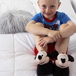 Disney Mickey Mouse Toddler Boys Plush 3D Mickey Head Sock Top Slippers (7-8 M US Toddler, Black/Red)