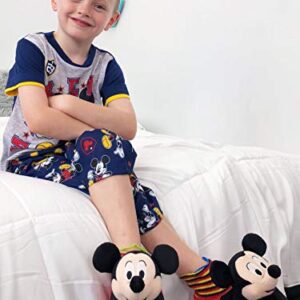 Disney Mickey Mouse Toddler Boys Plush 3D Mickey Head Sock Top Slippers (7-8 M US Toddler, Black/Red)