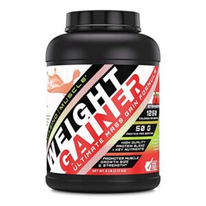 amazing muscle - whey protein gainer - 6 lb - supports lean muscle growth & workout recovery (strawberry)