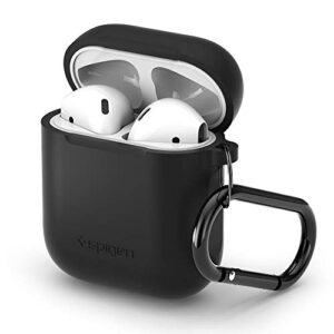 spigen silicone fit designed for apple airpods case cover for airpods 1 & 2 [front led not visible] - black