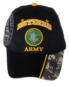 officially licensed us army retired baseball cap in black & digital camo