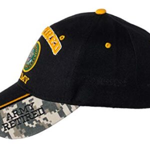 Officially Licensed US Army Retired Baseball Cap in Black & Digital Camo