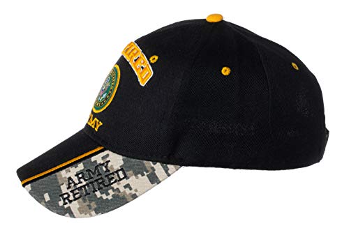 Officially Licensed US Army Retired Baseball Cap in Black & Digital Camo